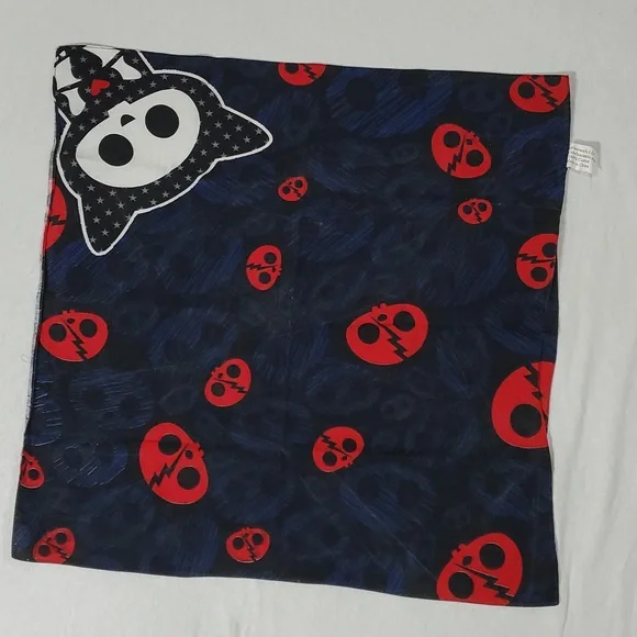 VTG Hot Topic Skelanimals Kit The Cat Square Bandana Scarf Accessory Sz 20"x 20" - Picture 3 of 16
